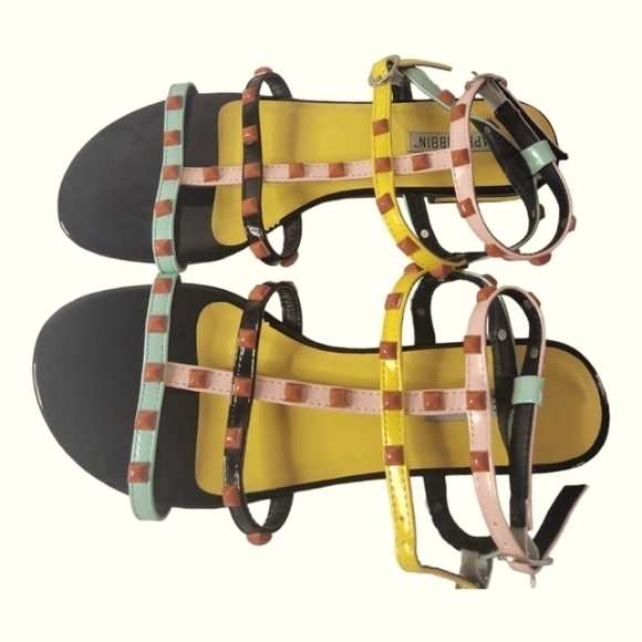 Cape Robbin Alexa-1 Studded Detailing Dual Buckle Patent Leather Sandals Sz 8 - Picture 7 of 7